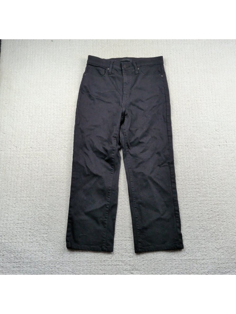 Uniqlo Slim Straight High Rise Jeans Wom Sz 27 Dark Denim Black Casual Classic